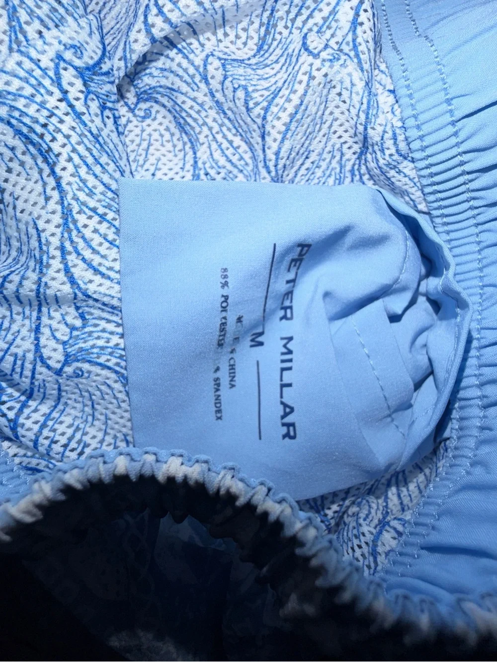Peter Millar Men's Light Blue Print Swim Shorts. Sz M